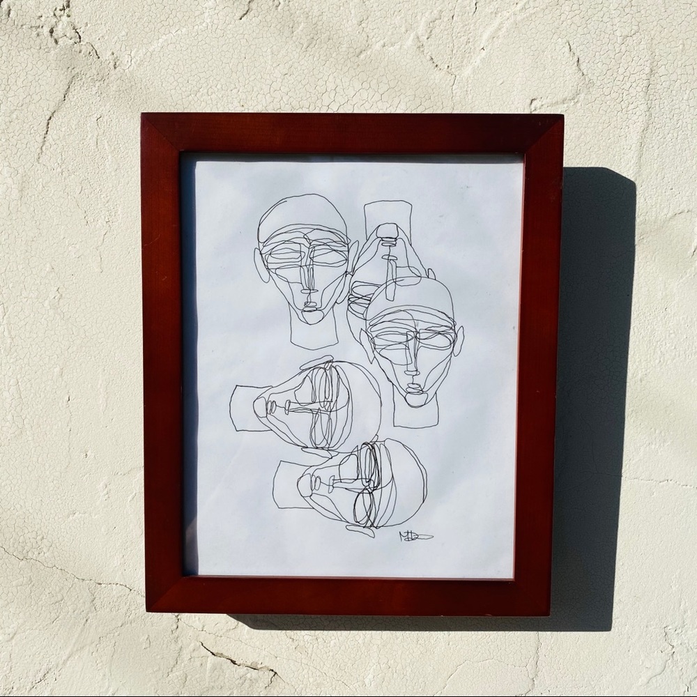 9.5 “ x 11.5” : 1/1 glass/cherry framed drawing